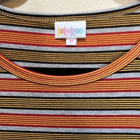 LuLaRoe Multicolor Striped Debbie Dress Size M - Picture 3 of 6